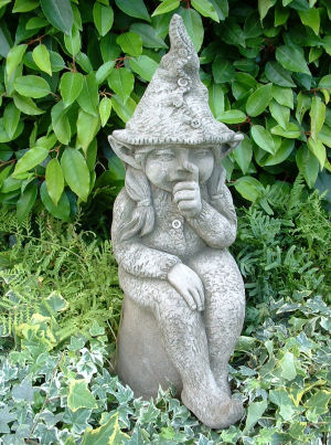 Emma pixie on a flowerpot stone statue